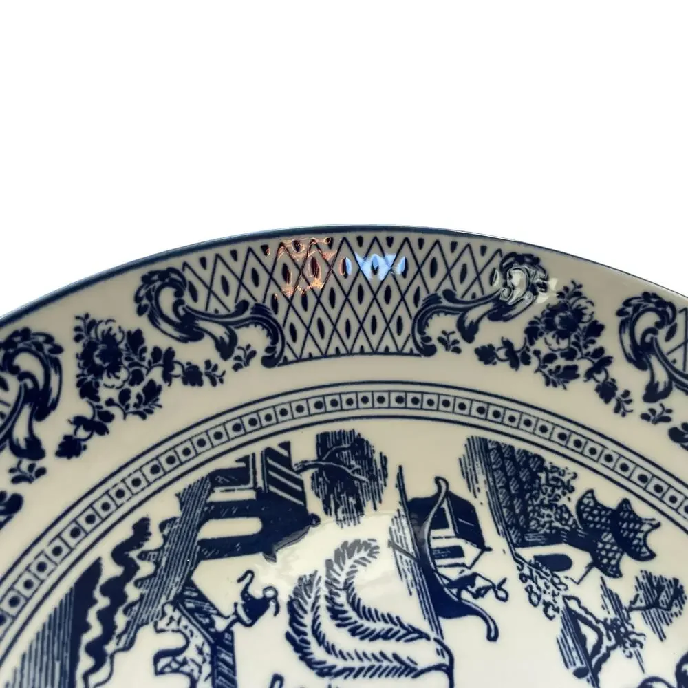 Eaton Fine Dining English Willow 9in Pasta Bowls Blue & White Set of 4 NEW